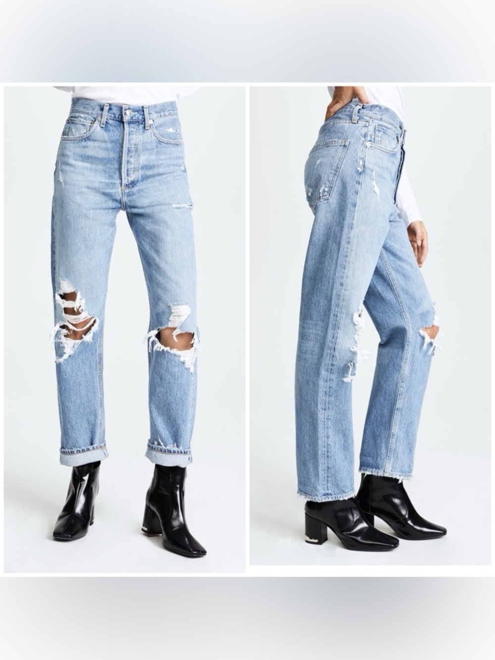 Agolde 90’s jeans - fall out Light Wash Distressed High-Rise Women's Jeans